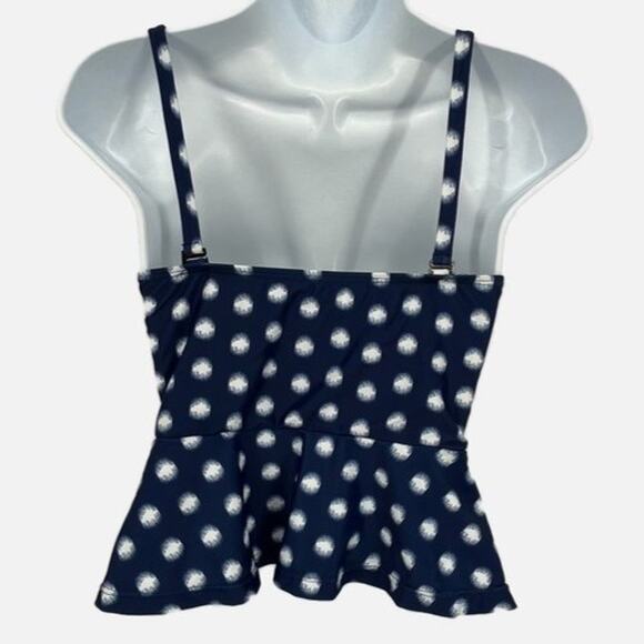 Bikini Swimsuit Peplum Top with Burst Circle Print in Blue and White Size XS - Picture 5 of 8